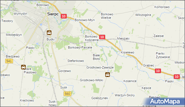 mapa Białe Błoto gmina Sierpc, Białe Błoto gmina Sierpc na mapie Targeo