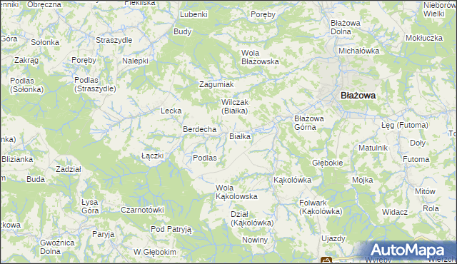 mapa Białka gmina Błażowa, Białka gmina Błażowa na mapie Targeo