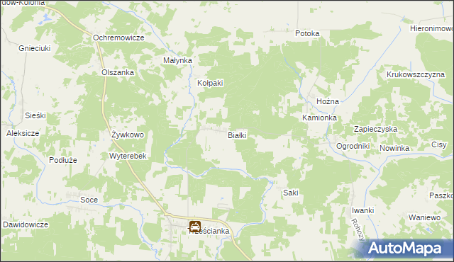 mapa Białki gmina Narew, Białki gmina Narew na mapie Targeo