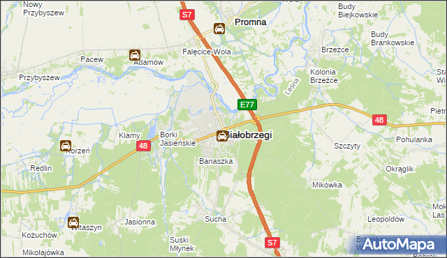 mapa Białobrzegi, Białobrzegi na mapie Targeo