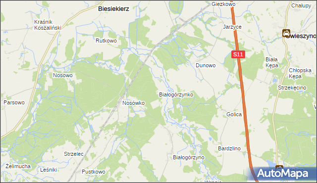 mapa Białogórzynko, Białogórzynko na mapie Targeo