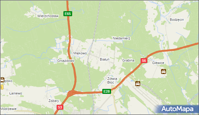 mapa Białuń gmina Goleniów, Białuń gmina Goleniów na mapie Targeo