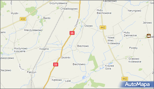 mapa Biechowo gmina Miłosław, Biechowo gmina Miłosław na mapie Targeo