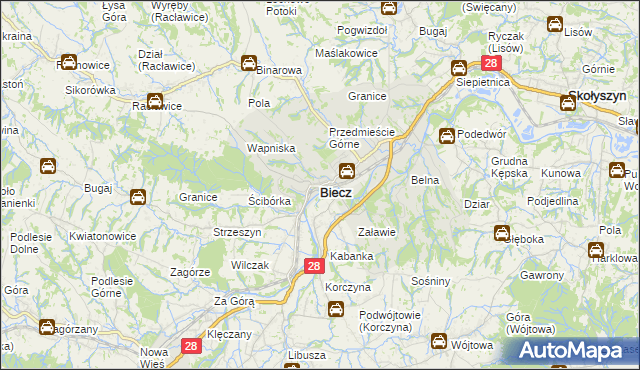 mapa Biecz powiat gorlicki, Biecz powiat gorlicki na mapie Targeo