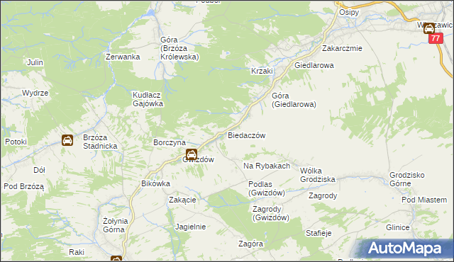 mapa Biedaczów, Biedaczów na mapie Targeo