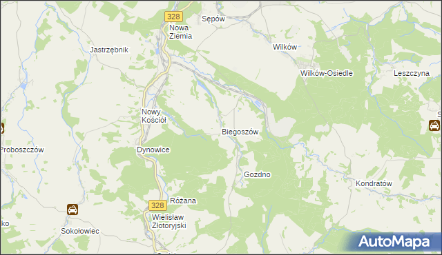 mapa Biegoszów, Biegoszów na mapie Targeo