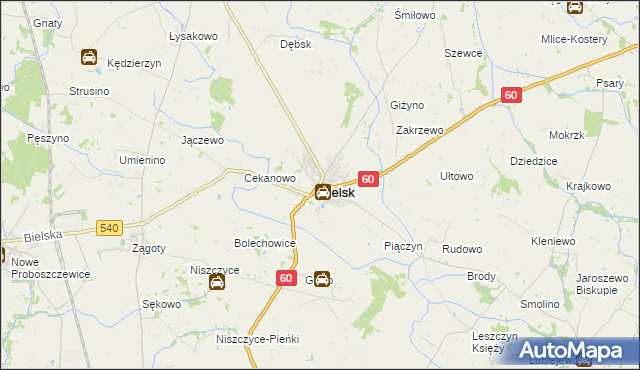 mapa Bielsk powiat płocki, Bielsk powiat płocki na mapie Targeo