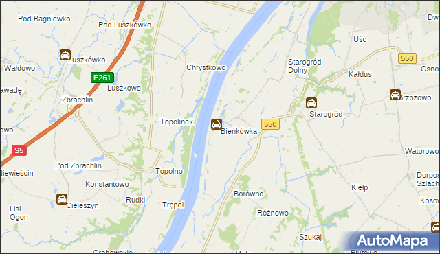 mapa Bieńkówka gmina Chełmno, Bieńkówka gmina Chełmno na mapie Targeo