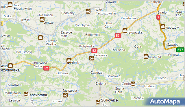 mapa Biertowice, Biertowice na mapie Targeo