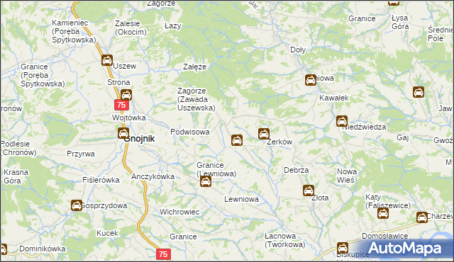 mapa Biesiadki gmina Gnojnik, Biesiadki gmina Gnojnik na mapie Targeo