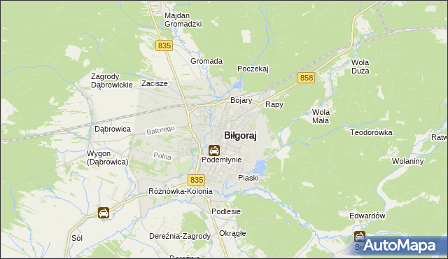 mapa Biłgoraj, Biłgoraj na mapie Targeo