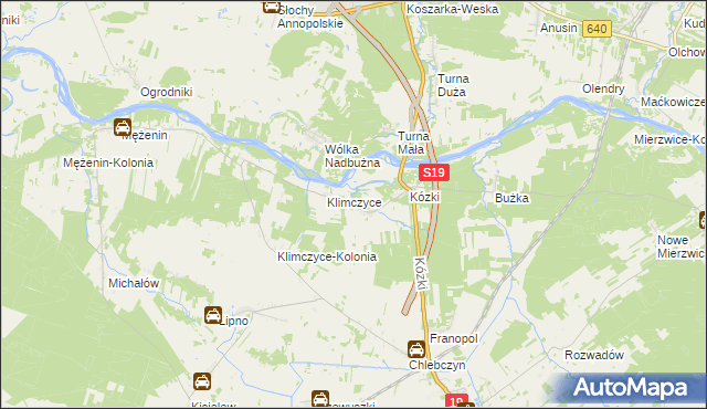 mapa Binduga gmina Sarnaki, Binduga gmina Sarnaki na mapie Targeo