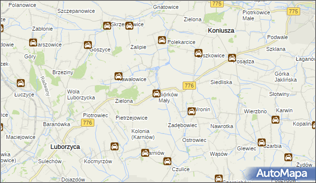 mapa Biórków Mały, Biórków Mały na mapie Targeo