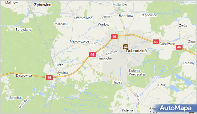 mapa Błachów, Błachów na mapie Targeo
