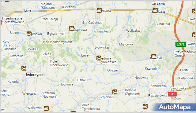 mapa Błędowa Zgłobieńska, Błędowa Zgłobieńska na mapie Targeo