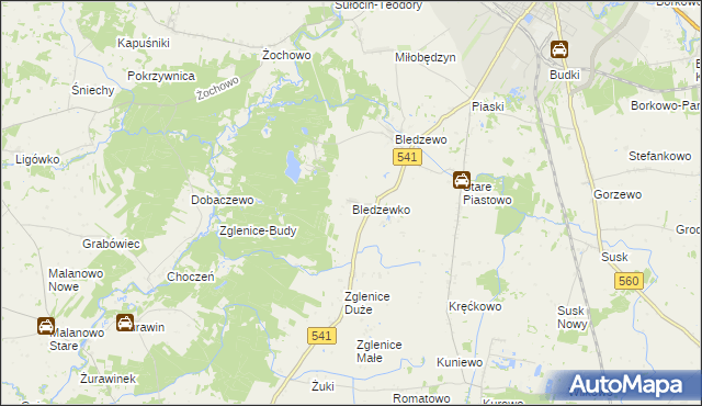 mapa Bledzewko, Bledzewko na mapie Targeo