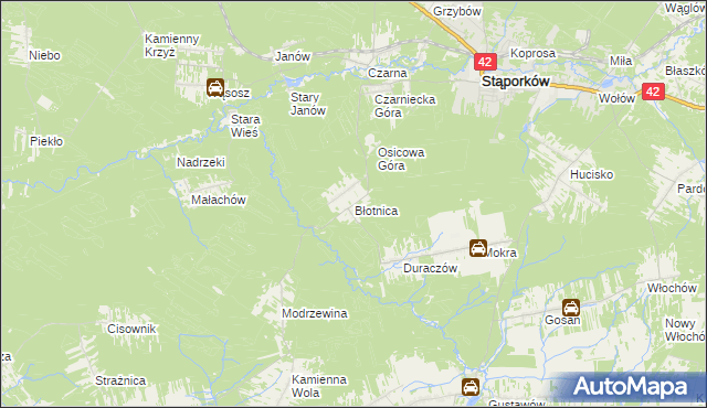 mapa Błotnica gmina Stąporków, Błotnica gmina Stąporków na mapie Targeo