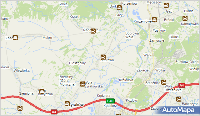 mapa Bobrowa gmina Żyraków, Bobrowa gmina Żyraków na mapie Targeo