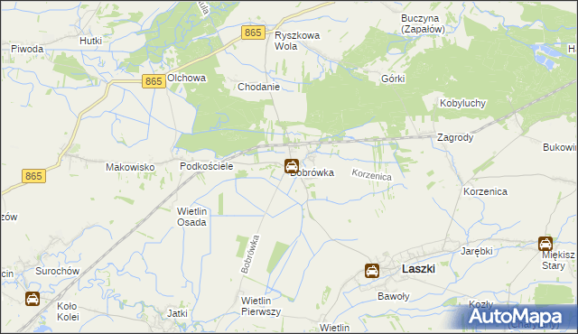 mapa Bobrówka gmina Laszki, Bobrówka gmina Laszki na mapie Targeo