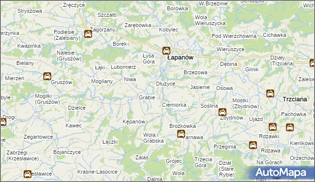 mapa Boczów gmina Łapanów, Boczów gmina Łapanów na mapie Targeo