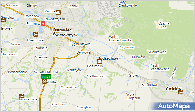 mapa Bodzechów, Bodzechów na mapie Targeo