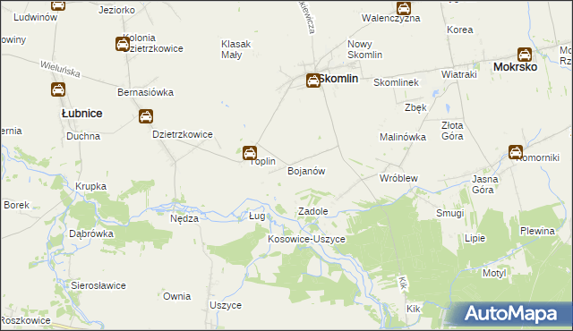 mapa Bojanów gmina Skomlin, Bojanów gmina Skomlin na mapie Targeo