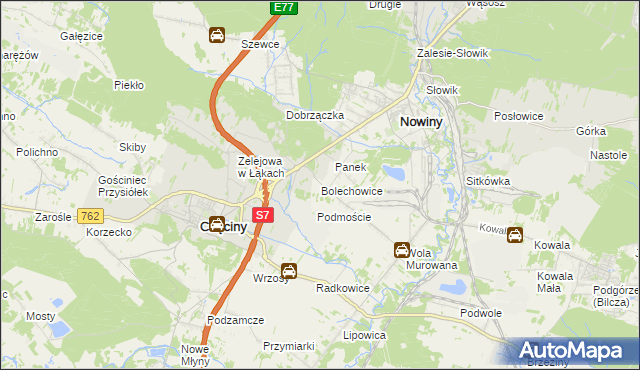 mapa Bolechowice gmina Sitkówka-Nowiny, Bolechowice gmina Sitkówka-Nowiny na mapie Targeo