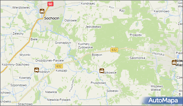 mapa Bolęcin gmina Sochocin, Bolęcin gmina Sochocin na mapie Targeo