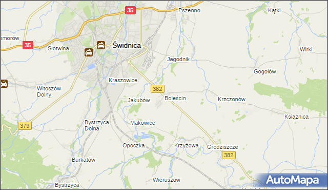 mapa Boleścin gmina Świdnica, Boleścin gmina Świdnica na mapie Targeo