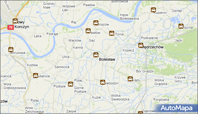 mapa Bolesław powiat dąbrowski, Bolesław powiat dąbrowski na mapie Targeo