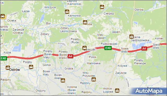 mapa Boreczek gmina Sędziszów Małopolski, Boreczek gmina Sędziszów Małopolski na mapie Targeo