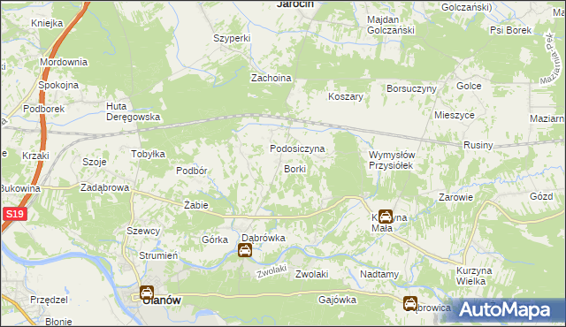 mapa Borki gmina Ulanów, Borki gmina Ulanów na mapie Targeo