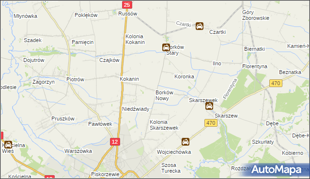 mapa Borków Nowy, Borków Nowy na mapie Targeo