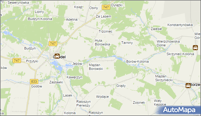 mapa Borów gmina Chodel, Borów gmina Chodel na mapie Targeo