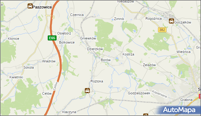 mapa Borów gmina Dobromierz, Borów gmina Dobromierz na mapie Targeo