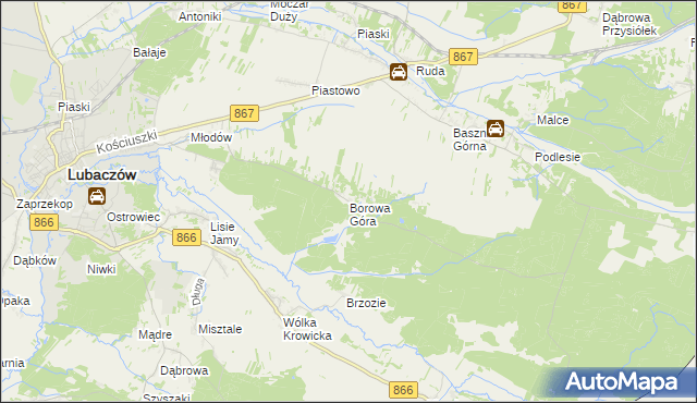 mapa Borowa Góra gmina Lubaczów, Borowa Góra gmina Lubaczów na mapie Targeo