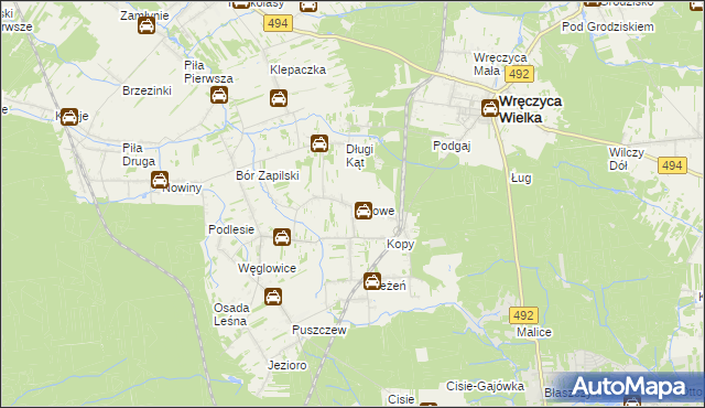 mapa Borowe gmina Wręczyca Wielka, Borowe gmina Wręczyca Wielka na mapie Targeo