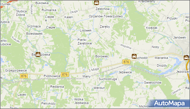 mapa Borowiec gmina Tarczyn, Borowiec gmina Tarczyn na mapie Targeo