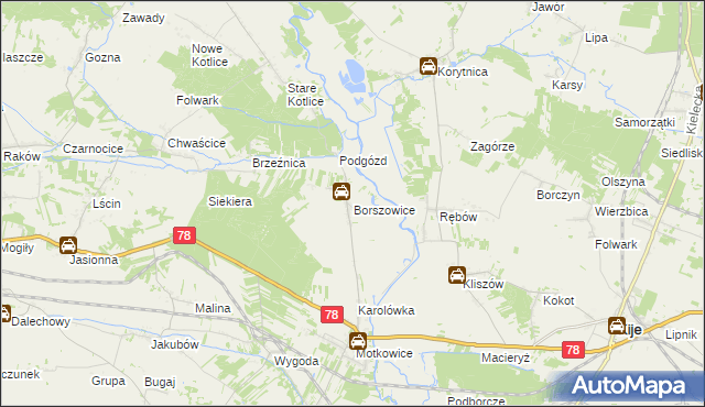 mapa Borszowice gmina Imielno, Borszowice gmina Imielno na mapie Targeo