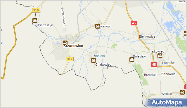 mapa Borucin gmina Krzanowice, Borucin gmina Krzanowice na mapie Targeo