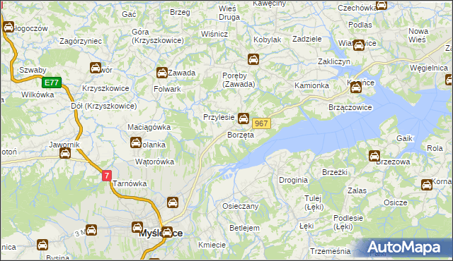 mapa Borzęta, Borzęta na mapie Targeo