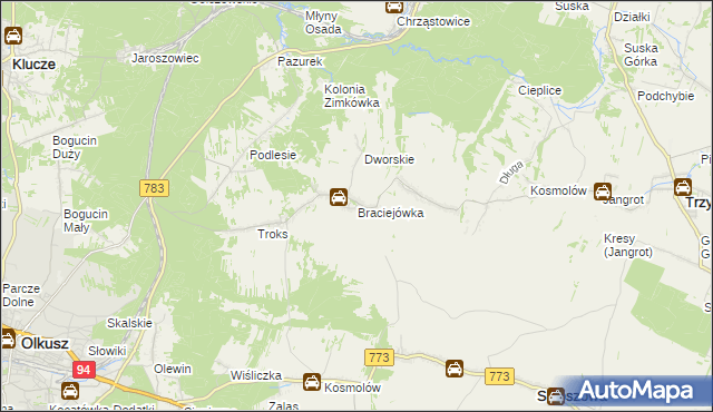 mapa Braciejówka, Braciejówka na mapie Targeo