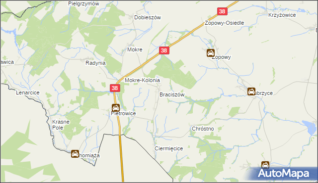 mapa Braciszów, Braciszów na mapie Targeo