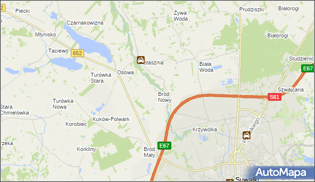 mapa Bród Nowy, Bród Nowy na mapie Targeo