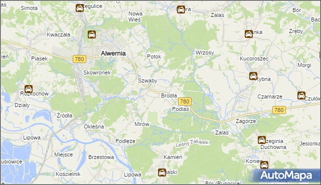 mapa Brodła, Brodła na mapie Targeo