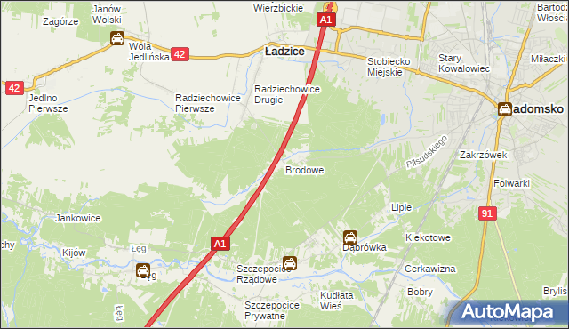 mapa Brodowe, Brodowe na mapie Targeo