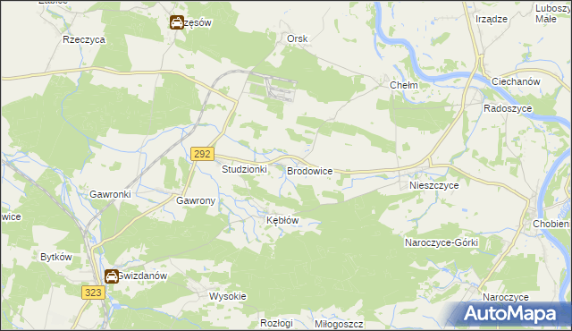 mapa Brodowice, Brodowice na mapie Targeo