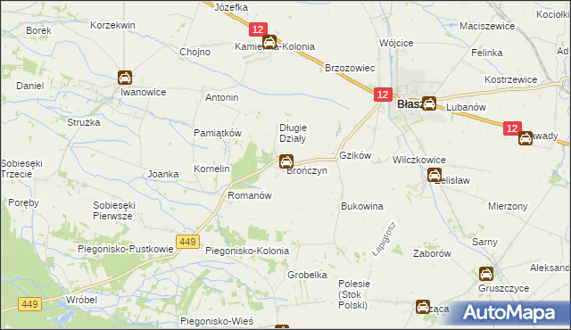 mapa Brończyn, Brończyn na mapie Targeo