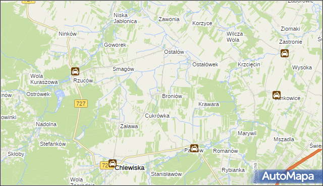 mapa Broniów, Broniów na mapie Targeo