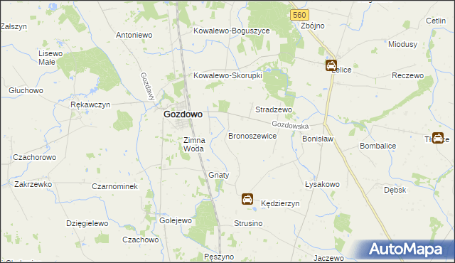 mapa Bronoszewice, Bronoszewice na mapie Targeo